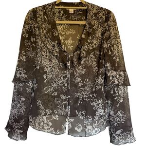 Tyler Boe 100% Silk Floral Blouse Ruffled Size 6
